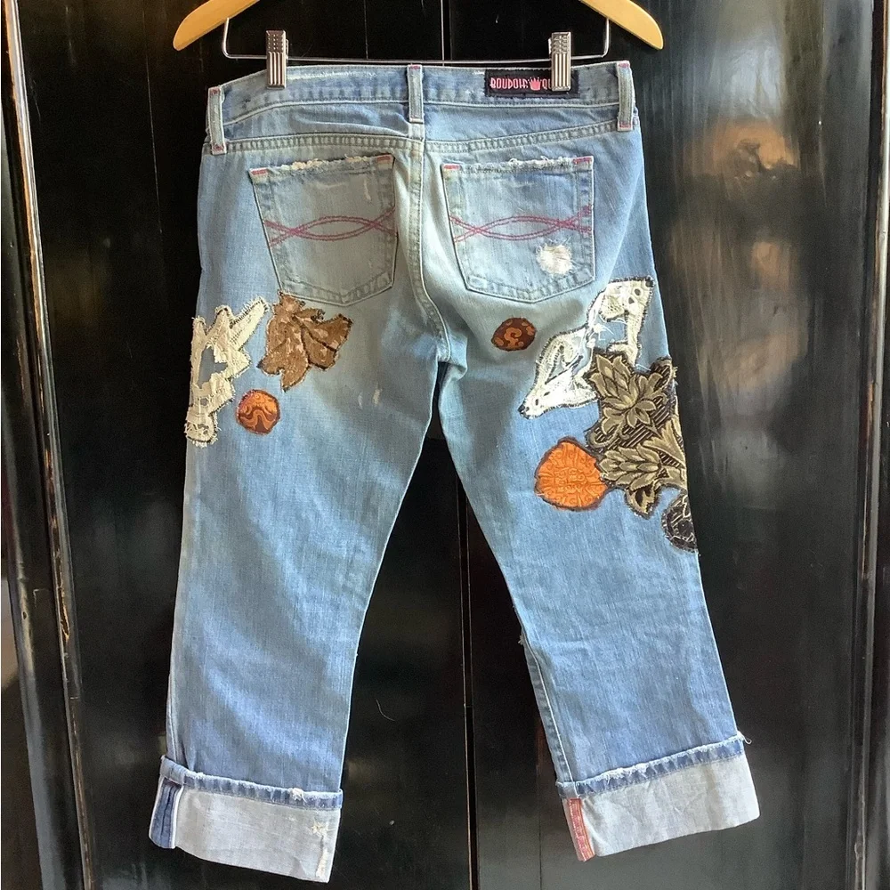 Custom Embroidered Denim Jeans By Boudoir Queen - Picture 2 of 5